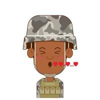 soldier whistling love face cartoon cute vector