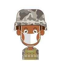 soldier wear medical mask cartoon cute vector