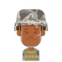 soldier sick face cartoon cute vector