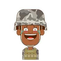 soldier laughing face cartoon cute vector