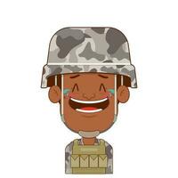 soldado riendo cara dibujos animados linda vector