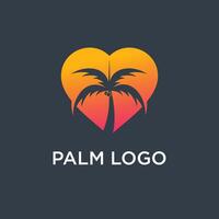 Palm tree logo design with heart element and unique concept vector