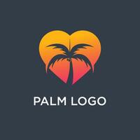 palma árbol logo diseño con corazón elemento y único concepto vector