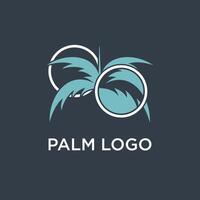 Palm tree logo design template with circle element vector