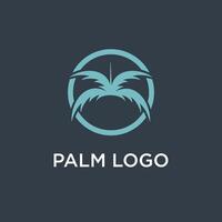 Palm tree logo design template with circle element vector