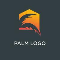 Palm tree logo design ilustration with house concept vector