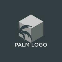 Palm logo design template with hexagon style concept vector