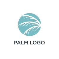 Palm tree logo design template with circle element vector