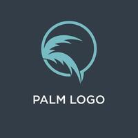 Palm tree logo design template with circle element vector