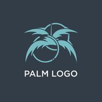 Palm tree logo design template with circle element vector