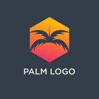 Palm logo design template with hexagon style concept vector