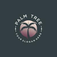 Palm tree logo design template with circle element vector