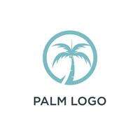 Palm tree logo design template with circle element vector