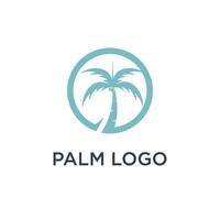 Palm tree logo design template with circle element vector