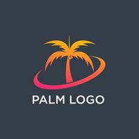 Palm tree logo design template with circle element vector