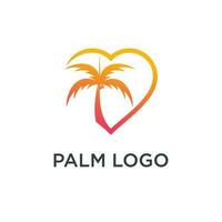 palma árbol logo diseño con corazón elemento y único concepto vector