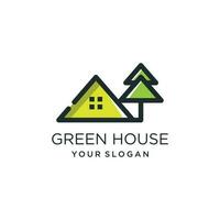 Green house logo design with simple and modern vector