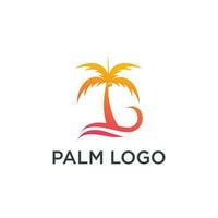 Palm tree logo design template with unique concept vector