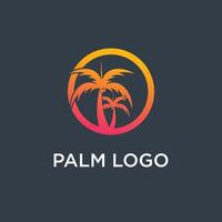 Palm tree logo design template with circle element vector