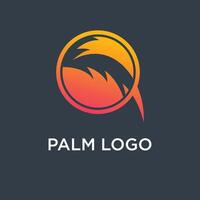 Palm tree logo design template with circle element vector