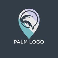 Palm logo design template with pin location vector