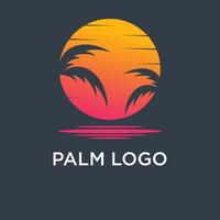 Palm tree logo design template with circle element vector