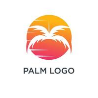 Palm tree logo design template with circle element vector