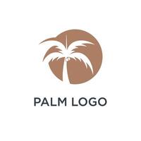 Palm tree logo design template with circle element vector