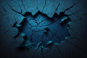 cracked dark blue cement texture background. photo