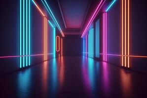 realistic background with neon light. photo