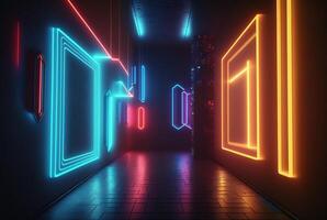 realistic background with neon light. photo