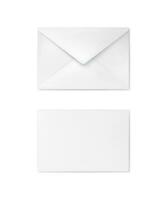 Realistic white envelope. Business mail. Corporate identity envelope mock up back and front view. Vector illustration