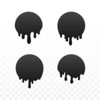 Dripping black circles of paint. Liquid drops of ink. Dripping liquid. Vector illustration