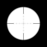 Sniper gun scope. Focus on target. Optical zoom in binocular with measuring scale. Vector illustration