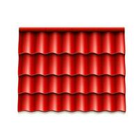 Modern roof coverings. Red corrugated roof tile. Vector illustration isolated on white background