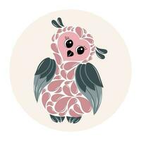 Cute cartoon owl. Baby illustration, vector