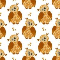 Seamless pattern from cute cartoon owls. Baby print, kids bedroom decor, vector