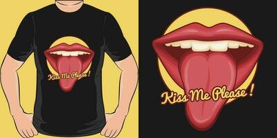 Beso yo por favor, amor citar camiseta diseño. vector