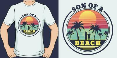 hijo de un playa, gracioso citar camiseta diseño. vector