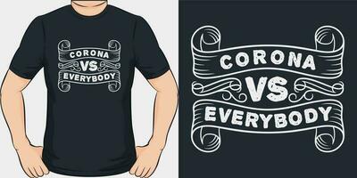 corona vs todos, covid-19 citar camiseta diseño. vector