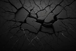 black cracked cement texture background. photo