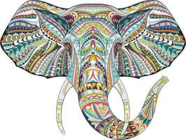 Elephant ethnic. Hand drawn decorative vector illustration. Color