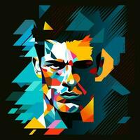 Human face of a man in abstract style, cubic portrait drawing for graphics, poster, banner. vector