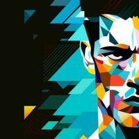 Human face of a man in abstract style, cubic portrait drawing for graphics, poster, banner. vector