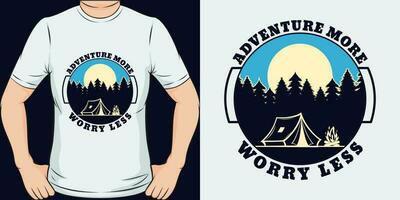 aventuras más preocupación menos, aventuras y viaje camiseta diseño. vector