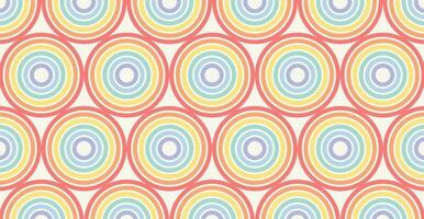 Abstract rainbow circles pattern. Geometric horizontal long background. LGBT colors. Cute colorful backdrop. Vector illustration