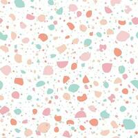 Cute terrazzo stone seamless pattern. Abstract background design with pastel colors. Granite stone floor texture. Colorful shards or sprinkles. Millennial modern terrazo minimalist art square backdrop vector