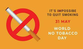 World no tobacco day, 31 May with cigarette and forbidden sign awareness post banner design template vector
