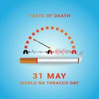 gusto de muerte, 31 mayo mundo No tabaco día con cigarrillo, livianos icono conciencia social medios de comunicación enviar diseño modelo vector