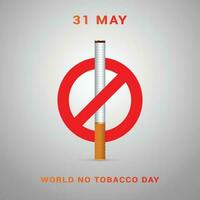 31 May world no tobacco day with cigarette and forbidden sign awareness social media post design template vector